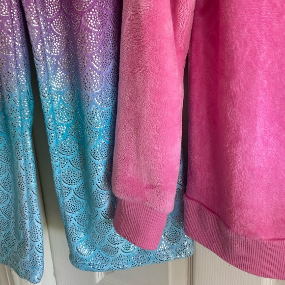 Justice Fleece Pajama Set Mermaid NWOT Pants Size L / Pullover Size XL Pink Blue - Picture 4 of 7